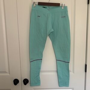 Under Armour 2.0 Base Layer Waffle Thermal Leggings Mint Green Size Large